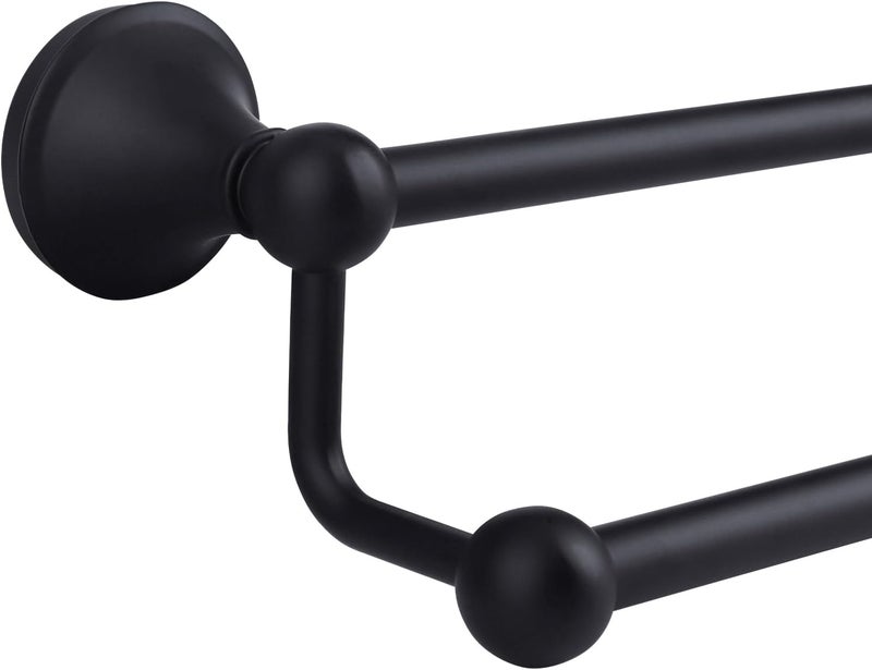 Ntipox Antique 24 Inch Bathroom Double Towel Bar Matte Black,Towel Racks for Bathroom Wall Mounted,Bathroom Towel Holder Black,Two Towel Rod Hanger for Hotel - Image 1